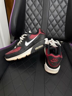 Nike Black & Burgundy Air Max Sneakers with White Swoosh